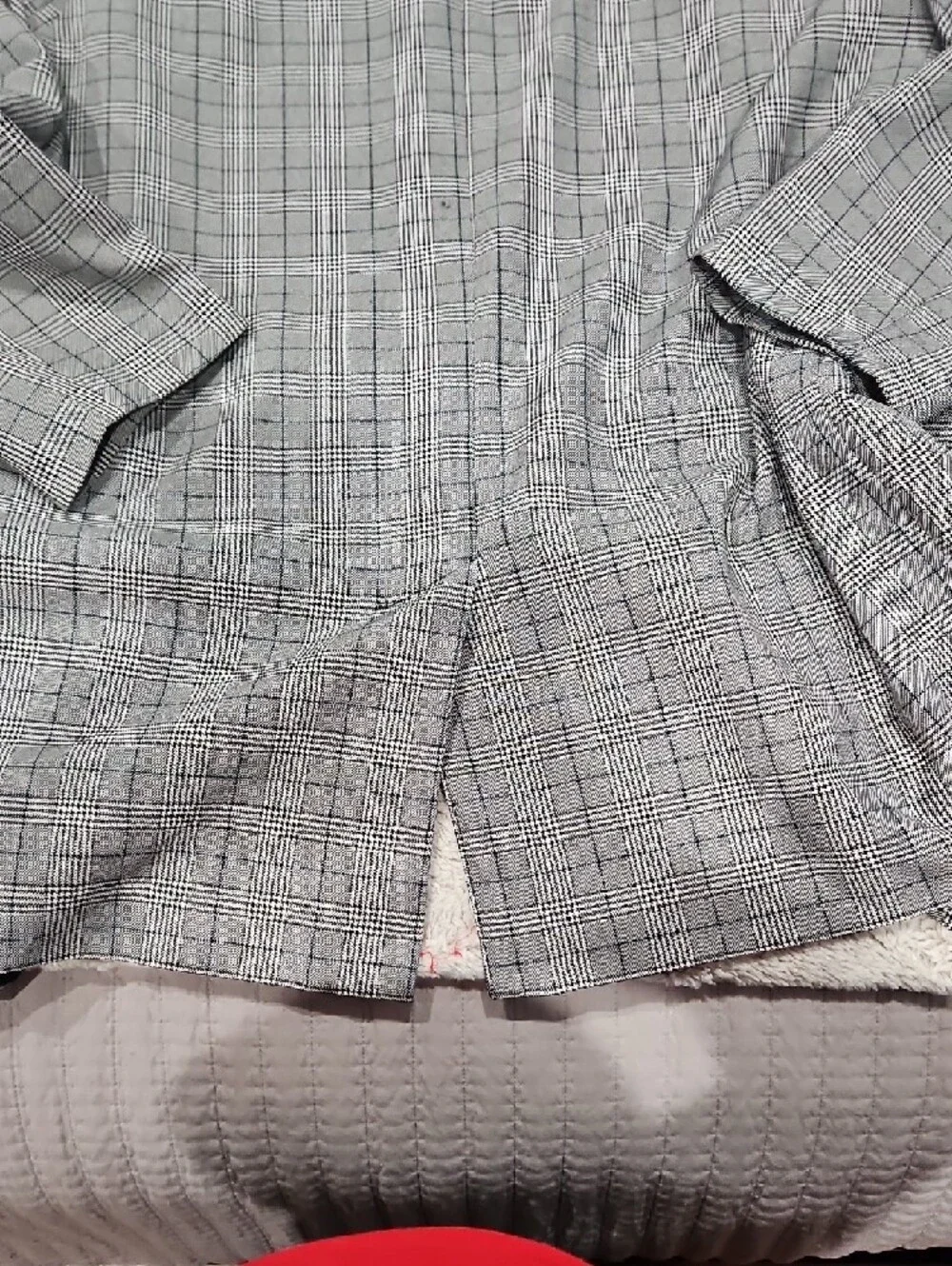 Steve Madden Gray Plaid Single-Button Blazer